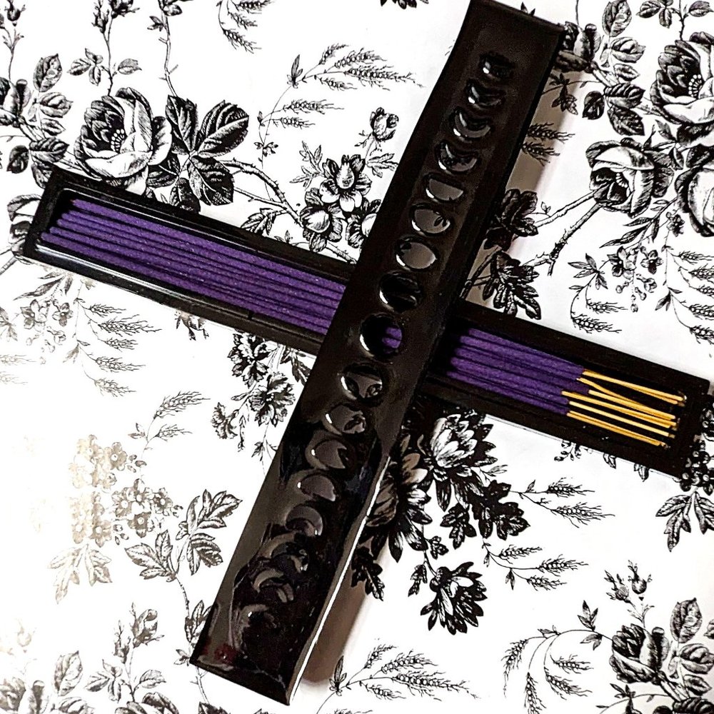 10.0" Lunar/Moon Phase Scented Incense Stick Case/Box • Witchy/Spooky Home Decor